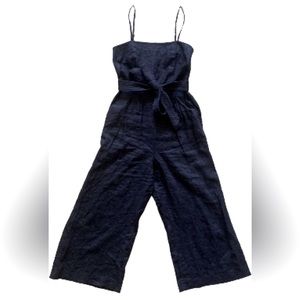 J. Crew Black Linen Tie Waist Jumpsuit